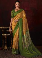 Softy Silk Yellow Green Party Wear Digital Printed Saree